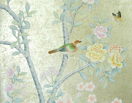 Hand painted wallpaper peinture bordeaux. hand painted wallpaper :: chinoiserie wallpaper :: silk ...