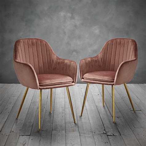 Lara Dining Chair Vintage Pink With Gold Legs Pack Of 2 Lpd Furniture
