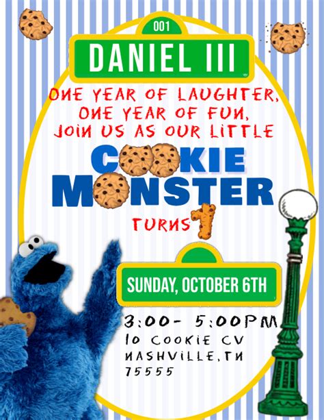 Cookie Monster Birthday Party Invitations Birthday Messages
