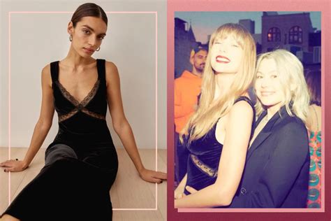 taylor swift wears a velvet and lace reformation dress