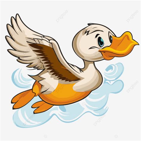 Duck Flying Vector Sticker Clipart Cartoon Duck Flying On Water