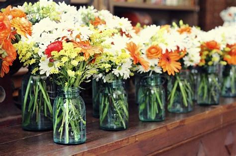 Mason Jar With Wildflowers Centerpieces Simple And Pretty