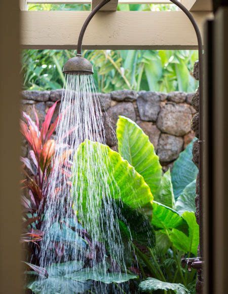 Outdoor Shower From The Spa At Kukuiula Tropical Garden Design Spa