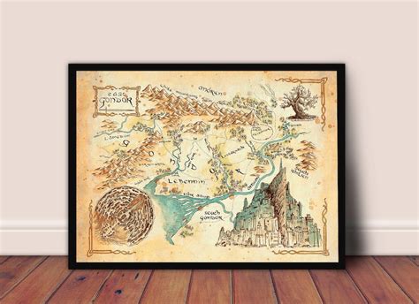 The Gondor Map Tolkien Map Middle Earth Map The Lord Of The Etsy Uk