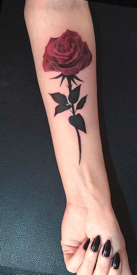 Rose Tattoo Single Red Rose Forearm Tattoo Ideas For