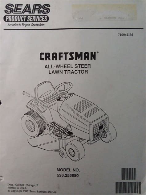 Sears Craftsman Aws All Wheel Steer Lawn Tractor Mower 536255880