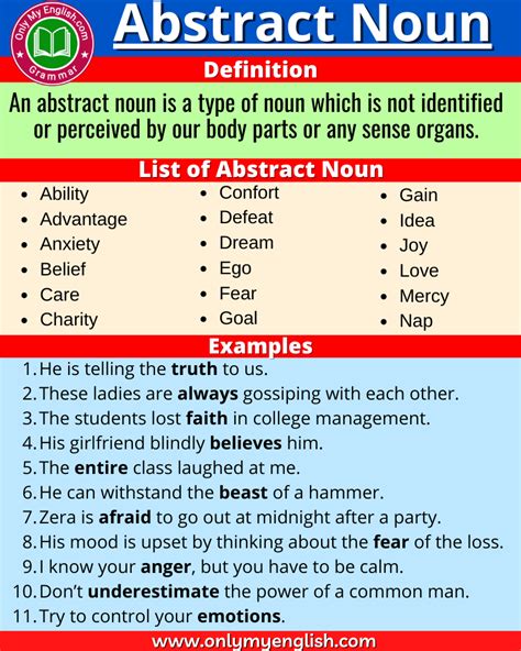 Abstract Noun Definition Examples And List A Z