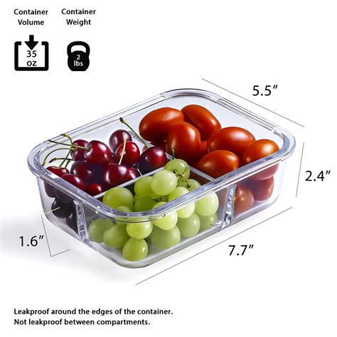 Glass Meal Prep Containers Pack Oz Compartment Bento Box