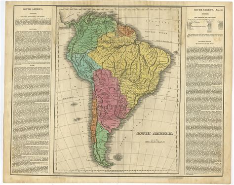 Antique Map Of South America By Carey 1822