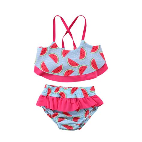 New Toddler Infant Kids Baby Girls Tankini Bikini Swimwear Ruffled