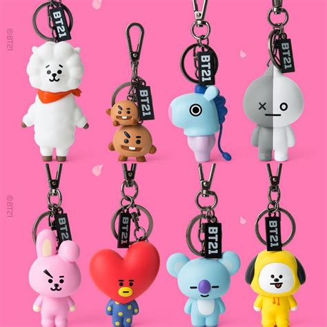 New Bt21 Bts Line Keychain 7 Pc Set Entertainment K Wave On Carousell