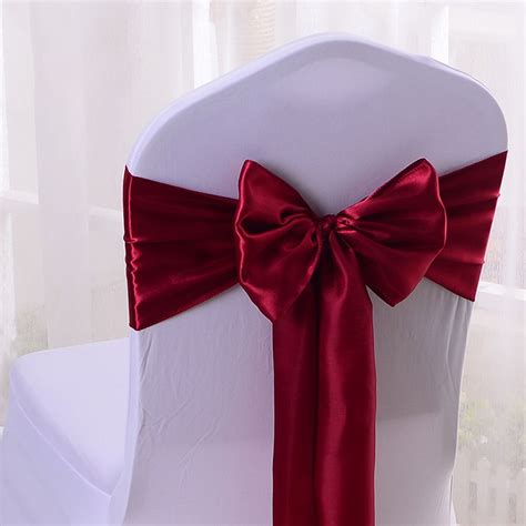 Tie a single knot and then. Wholesales 30PCS Wine Red Satin Chair Bow Sashes Ribbon ...