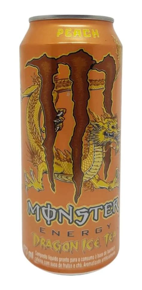 6 Latas De Energético Monster Dragon Ice Tea Pêssego 473ml