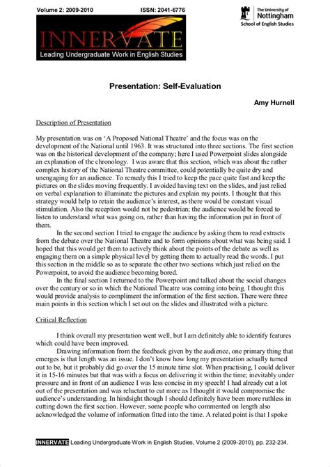 When starting your critique essay, take care not to start with your introduction—this part should give the reader a general view of what is to come. 😊 Self assessment and reflection paper. Essay samples for ...