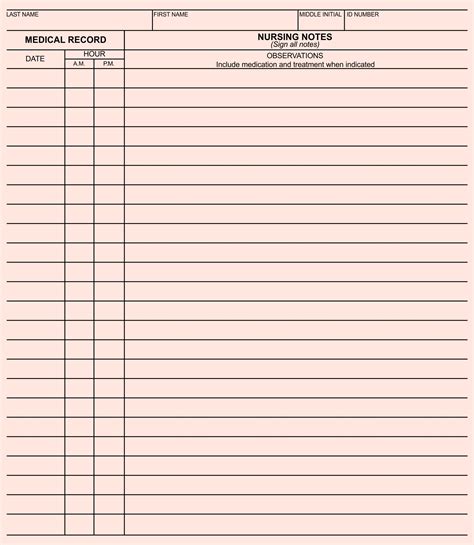 Nurse Notes Printable Form Printable Forms Free Online