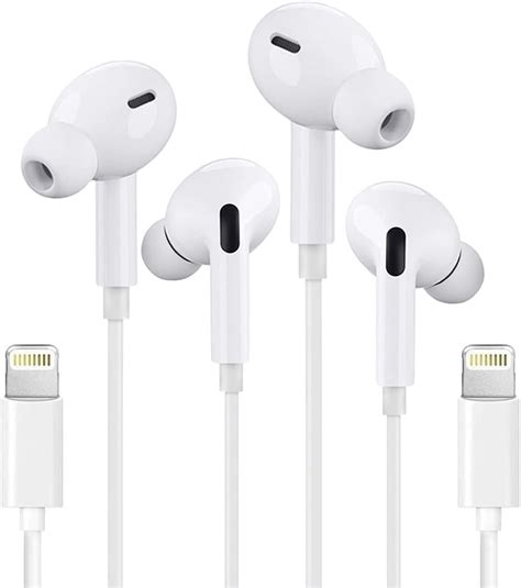 2 Pack Wired Earbuds With Lightning Connector Apple Mfi