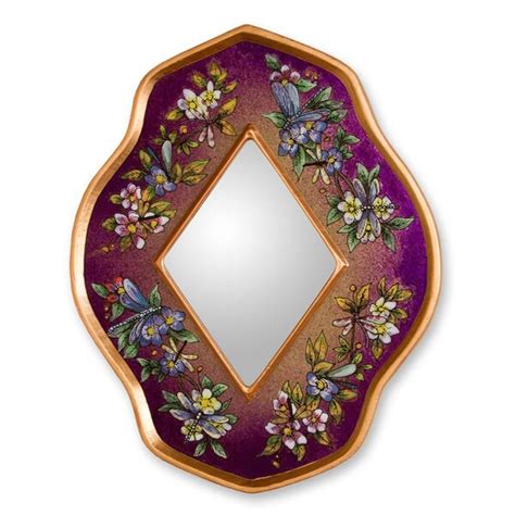 Shop Handmade Reverse Painted Glass Purple Summer Garden Mirror Peru Free Shipping On Orders
