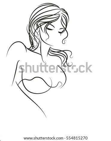 Vector Outline Drawing Face Lady Red 스톡 벡터 632186447 Shutterstock