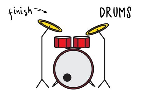 How To Draw A Simple Cartoon Drum Set For Kids Very Easy Guide Rainbow