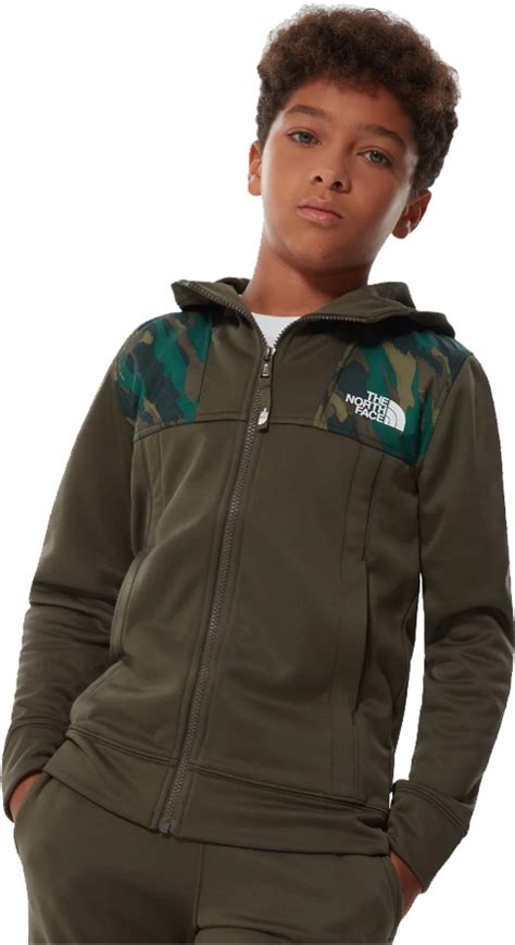 The North Face Boys Surgent Full Zip Hoodie New Taupe Green
