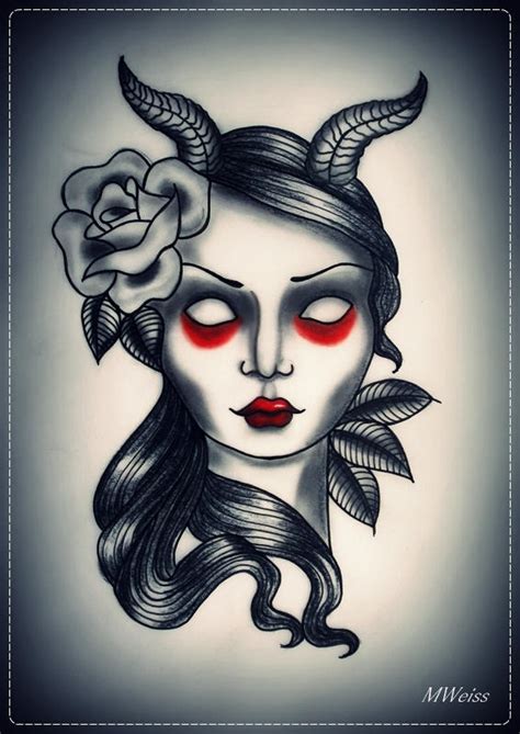 Devil Girl Tattoo Flash By Mweiss Art On Deviantart