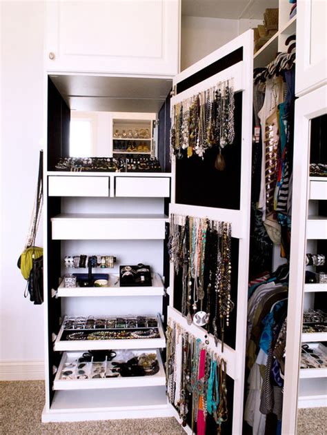 Magic stackable jewelry trays closet dresser drawer organizer for accessories, gadgets & cosmetics, storage display showcase hanging jewelry organizer, double sided 40 pockets and 20 magic tape hook jewelry organizer, necklace holder jewelry chain organizer for earrings. California Closets | Houzz