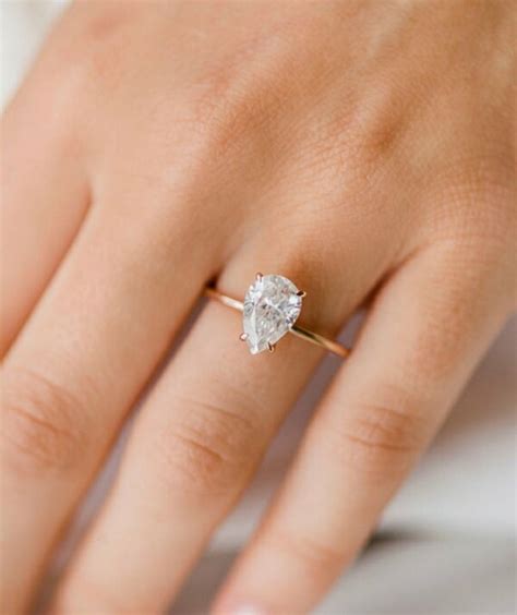 Ct Pear Cut Moissanite Diamond Ring K Solid Rose Gold Etsy