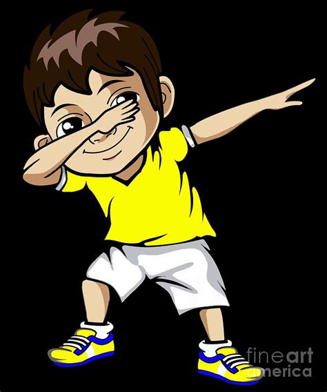 Dabbing Boy Dance Kid Cool Awesome Meme Yellow Jersey Funny Dancer T