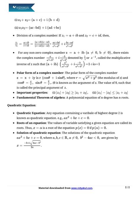 Complex Numbers And Quadratic Equations Class 11 Notes