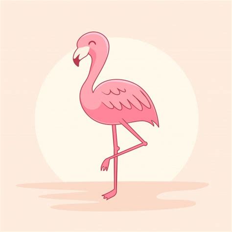 Flamingo Cartoon Tropical Animal Pink Flamingos Bird Kawaii Flamenco