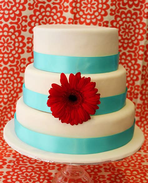 Red Turquoise Wedding Cake