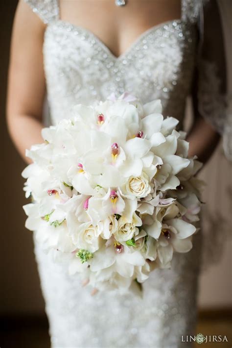 Phalaenopsis Orchid And Ivory Rose Bridal Bouquet Accessoriesed With