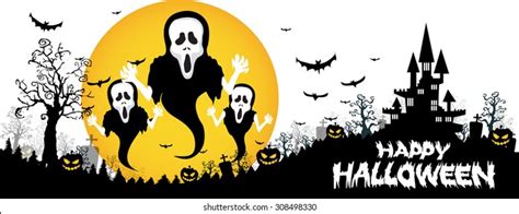 Halloween Design Background Spooky Graveyard Naked Stock Vector Royalty Free