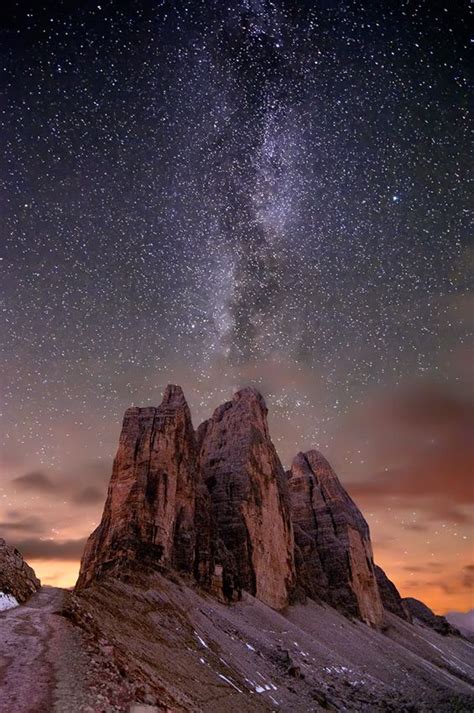 Tre Cime Di Lavaredo Nature Astrophotography Milky Way Night On Earth