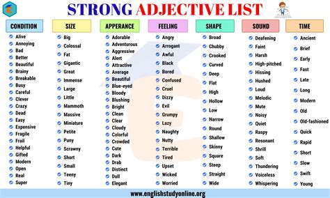 Strong Adjectives List Of 150 Extreme Adjectives For Esl Learners
