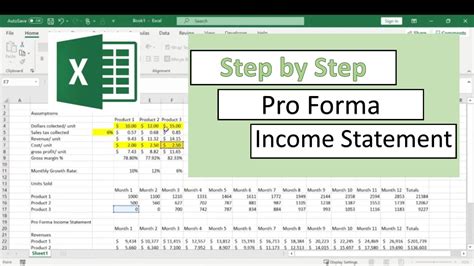 How To Make A Pro Forma Income Statement With Excel Youtube