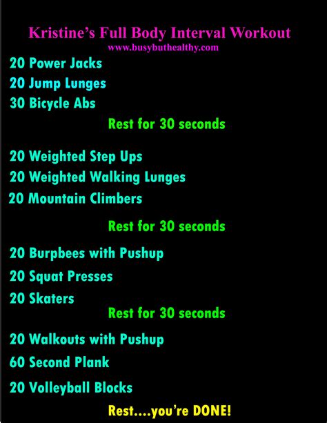 Full Body Interval Workout Busy But Healthy