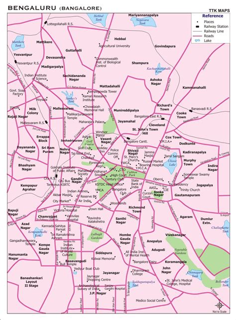 Bangalore City Map City Map Of Bangalore With Important Places