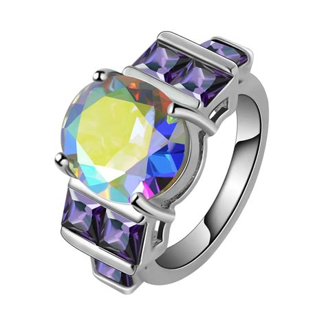 Luxury Crystal Big Colorful Stone Cubic Zirconia Rings For Men And