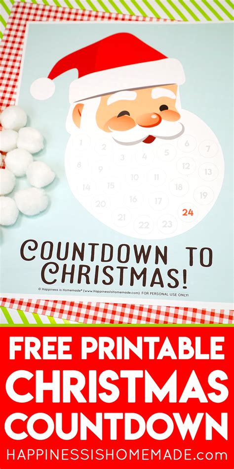 Santa Christmas Countdown Printable Happiness Is Homemade