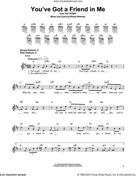 You Ve Got A Friend In Me From Toy Story Sheet Music For Guitar Solo