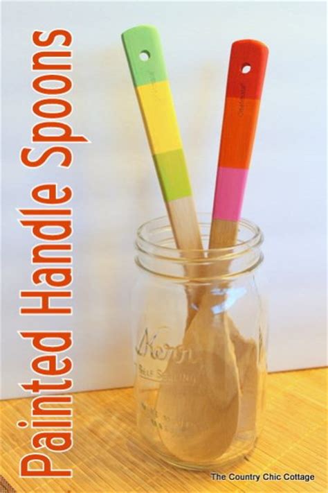 Make Color Blocked Wooden Spoons Dollar Store Crafts
