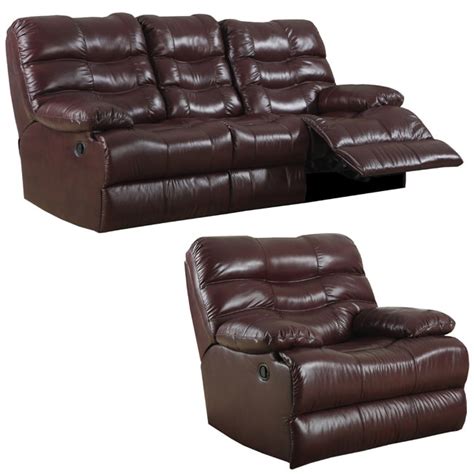 Cameron Burgundy Italian Leather Reclining Sofa And Reclinerglider