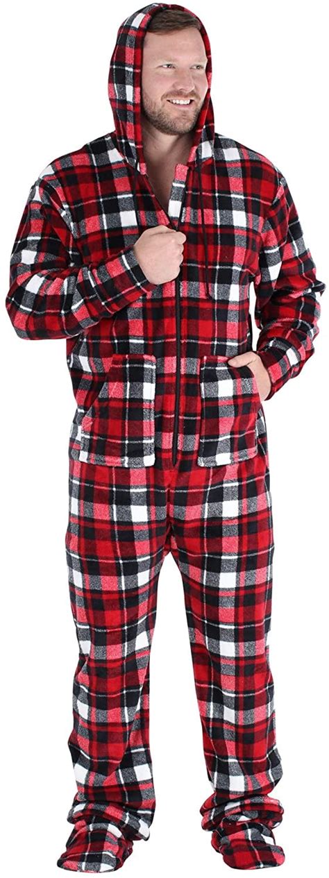 Mens Fleece Hooded Footed Onesie Pajamas Walmart Canada