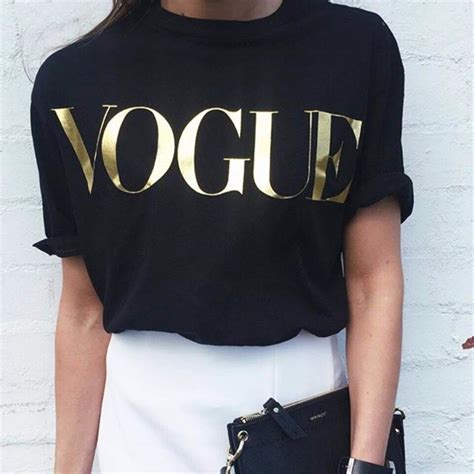 It's thin yet opaque, breathable, and comes in a range of colors and prints. 2018 Fashion Summer T Shirt Women VOGUE Printed T shirt ...