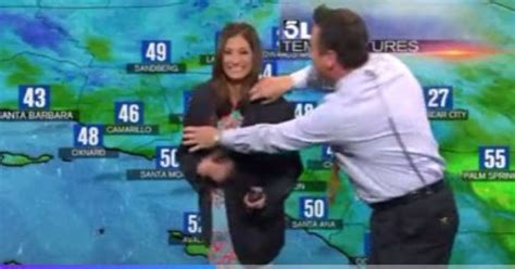 News Anchor Helps Weather Girl Cover Up Awkward On Air Wardrobe Malfunction