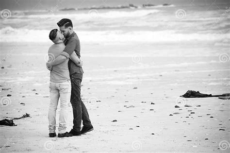 Gay Men Embracing On A Beach Stock Image Image Of Lovers Leisure
