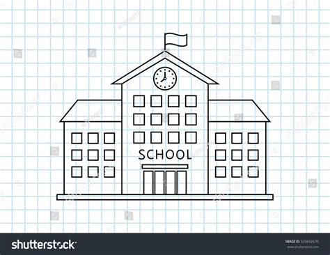 School Drawing On Squared Paper Stock Vector 529692670