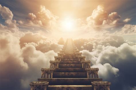 Stairway To Heaven With Rays Of Light With AI Generated Stock Illustration Illustration Of