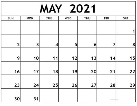 May 2021 Calendar Blank New Design Calendar